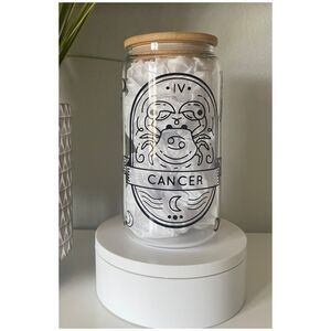 CANCER Zodiac Astrology Tarot Style Sipper Clear Constellation Glass Tumbler